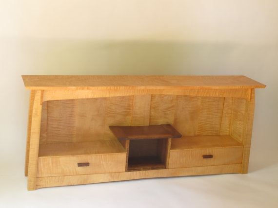 Sofa Console Cabinet, narrow display cabinet- Mid Century Modern zen entry storage, media console, bookcase