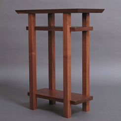 small end table narrow with two shelves - walnut end table with shelves - minimalist wood furniture design by Mokuzai Furniture